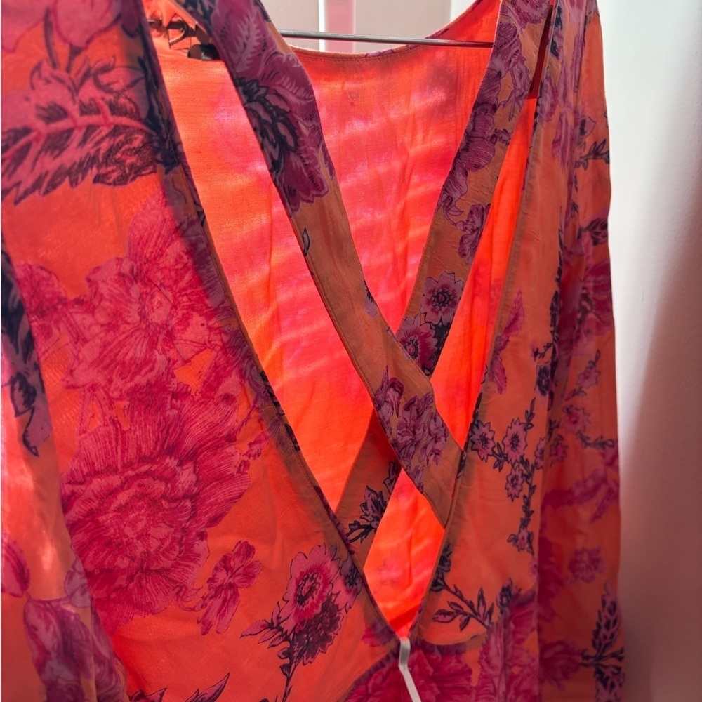 Free People Clementine Floral Maxi Dress Size 12 NWT Pink Flow Boho Open Back - Picture 4 of 6